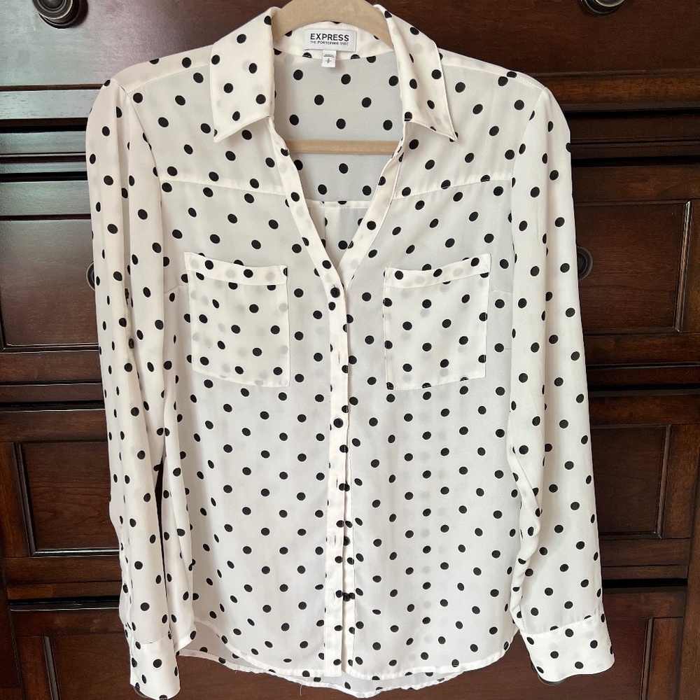 Polka Dot Blouse Shirt by Express